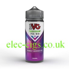 The IVG 100ML Forest Berries Ice bottle is sleek and vibrant, featuring cool blue tones and bold berry-themed branding.