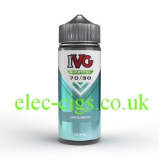 IVG 100ML E-Liquid Spearmint The IVG 100ML Spearmint bottle feels smooth and cool, with gentle curves and a crisp, refreshing scent of minty freshness.