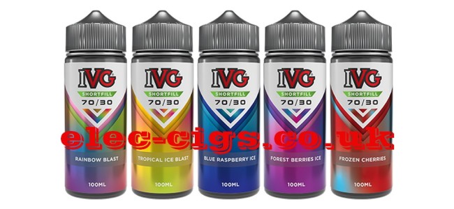 5 of the flavours available in the IVG 100ML Range of 70-30 E-Liquids