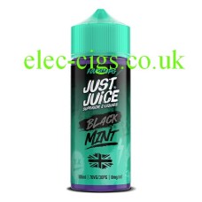 Just Juice 100ML E-Liquid Black Mint with lots of ice cubes flying around