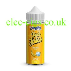 Kingston Pod Fill 100ML E-liquid Banana Ice Yellow labeled bottle containing the Kingston Pod Fill 100ML E-liquid Banana Ice