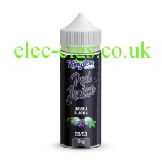 Kingston Pod Fill 100ML E-liquid 50-50 (VG/PG) Double Black A  Black labelled bottle containing the Kingston Pod Fill 100ML E-liquid 50-50 (VG/PG) Double Black A