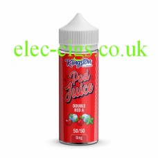 Kingston Pod Fill 100ML E-liquid 50-50 (VG/PG) Double Red A  Red labelled bottle containing the Kingston Pod Fill 100ML E-liquid 50-50 (VG/PG) Double Red A