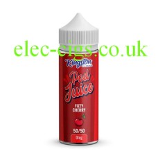 Red labelled bottle containing the Kingston Pod Fill 100ML E-liquid 50-50 (VG/PG) Fizzy Cherry