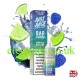 Image shows a box and bottle of Bar Nic-Salt Sour Blue Razz Lime from Just Juice