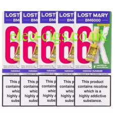 Hawaii Sunrise BM6000 Prefilled Pod + Refill by Lost Mary X 5