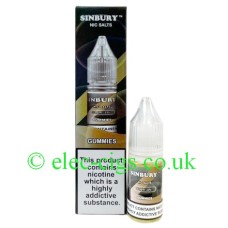 Sinbury Nic-Salts Gummies is shown with bottle and box