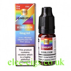 Image shows a bottle and box on a white background of  Bubblegum 10 ML  E-Liquid by iFresh