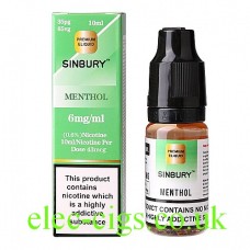 Image shows a bottle and box on a white background of  Menthol 10 ML E-Liquid by iFresh