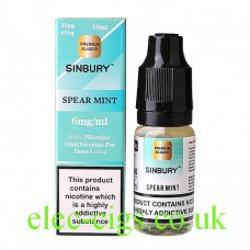 Image shows a bottle and box on a white background of Spearmint 10 ML E-Liquid by iFresh