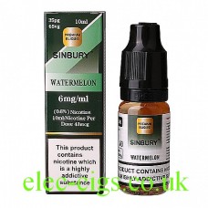 Image shows a bottle and box on a white background of Watermelon 10 ML E-Liquid by iFresh
