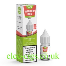 Images show the box and bottle containing the Watermelon Ice Nic-Salt E-Liquid in Wunder Bar 6000 Range