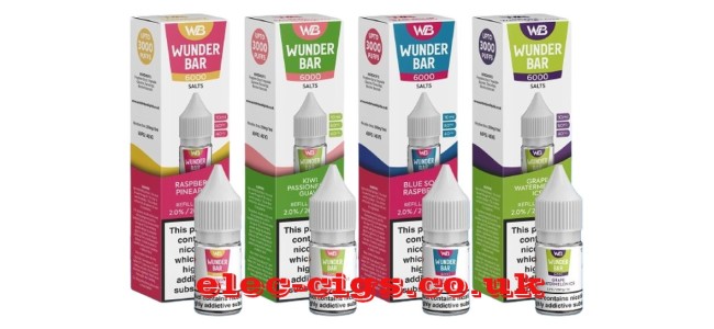 This image show just 4 of the 20 available flavours in the Wunder Bar 6000 Nicotine Salt Range