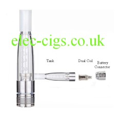 Image shows the parts of the GS H25 Dual Coil Atomiser