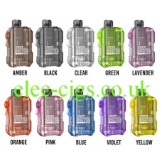 Aspire Gotek X E-Cigarette showing all 10 colours