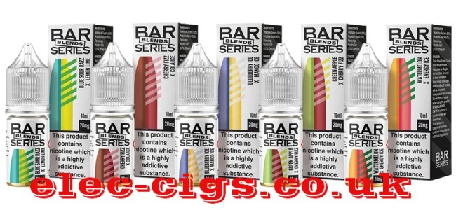 Image shows all 5 flavours in the Bar Series Blends Nic-Salt E-Liquids