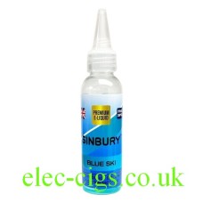 Image shows a bottle of 50 ML Blue Ski E-Liquid by Sinbury