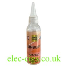 Image shows a bottle of 50 ML Mango E-Liquid by Sinbury
