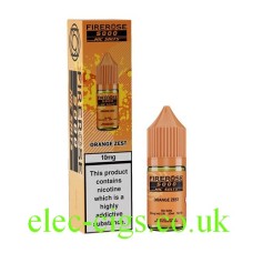 Image show the Orange Zest 10ML Nic-Salt E-liquid by FireRose 5000, including its box on a white background
