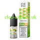 Image shows the bottle and the box containing the Ox Mist 10ML Nicotine Salt E-Liquid Lemon Lime
