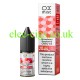 Image shows the bottle and the box containing the Ox Mist 10ML Nicotine Salt E-Liquid Strawberry Raspberry Cherry Ice