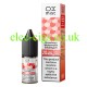 Image shows the bottle and the box containing the Ox Mist 10ML Nicotine Salt E-Liquid Strawberry Watermelon Bubblegum
