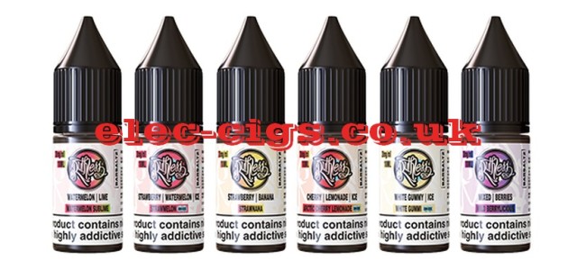 Image shows just 6 of the flavours in the Ruthless Bar Saltz 10ML Nic-Salt E-Liquids Range