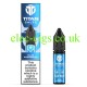 Image shows bottle and box, in blue, of the Titan Nic-Salts Blue Raspberry