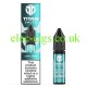Image shows bottle and box, in ice blue, of the Titan Nic-Salts Cool Mint