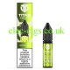 Image shows bottle and box, in green, of the Titan Nic-Salts Lemon Lime