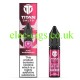Image shows bottle and box, in dark Pink, of the Titan Nic-Salts Pink Raspberry