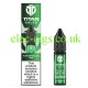 Image shows bottle and box, in deep green, of the Titan Nic-Salts Watermelon Ice