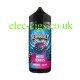 Black bottle with blue and pink label containing the Doozy Seriously Slushy E-Liquid 100ML Mixed Berries