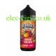 Black bottle with orange and pink label containing the Doozy Seriously Slushy E-Liquid 100ML Raspberry Tangerine