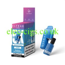 Image shows the outbox and device which is the Elfbar AF 5000 Puff  Blueberry Sour Raspberry