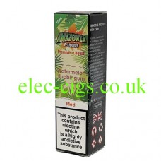 image shows a box of Amazonia 10 ML E-Liquid: Watermelon Bubblegum