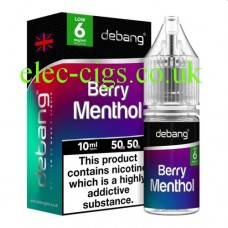 image shows a bottle of Berry Menthol UK Made E-Liquid from Debang
