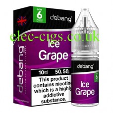 image shows a bottle and box containing Ice Grape UK Made E-Liquid from Debang