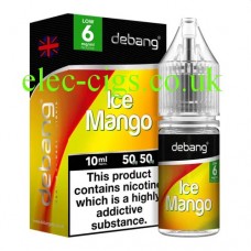 image shows a bottle and box containing Ice Mango UK Made E-Liquid from Debang