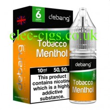 image shows a bottle and box containing Tobacco Menthol UK Made E-Liquid from Debang