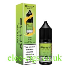 a light green box with the Elux Legend Nic Salt Lemon and Lime