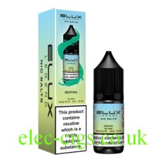 a green box fading to blur with the Elux Legend Nic Salt Menthol