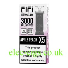 Fifi Image shows the box containing the FIFI Crystal 3000 Puff Pods Pack  (600Puff x 5) Apple Peach