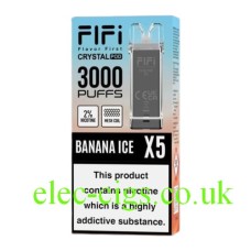 FIFI Crystal 3000 Puff Vaping System Pod Pack (600Puff x 5) Banana Ice