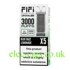 FIFI Crystal 3000 Puff Vaping System Pod Pack (600Puff x 5) Blue Razz Lemonade