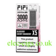 FIFI Crystal 3000 Puff Vaping System Pod Pack (600Puff x 5) Blueberry Cherry Cranberry