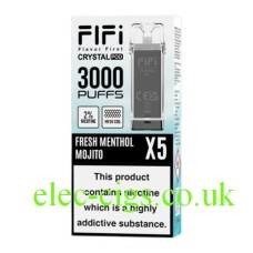 FIFI Crystal 3000 Puff Vaping System Pod Pack (600Puff x 5) Fresh Menthol Mojito
