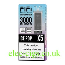 FIFI Crystal 3000 Puff Vaping System Pod Pack (600Puff x 5) Ice Pop