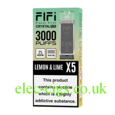 FIFI Crystal 3000 Puff Vaping System Pod Pack (600Puff x 5) Lemon and Lime
