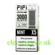 FIFI Crystal 3000 Puff Vaping System Pod Pack (600Puff x 5) Mint